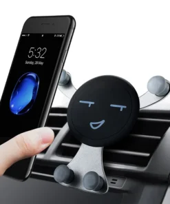 Alternative view of Gravity Car Phone Holder Air Vent Clip Smile Face Mount Mobile Cell Stand GPS Stand Support For iPhone 12 Pro Max Xiaomi Samsung
