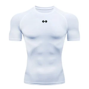 Men's Compression T-Shirt with Quick-Dry Fabric for Summer Sports - White, L