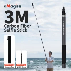 Selfie Stick with 118-Inch Extension, Lightweight Carbon Fiber for GoPro and DJI Cameras