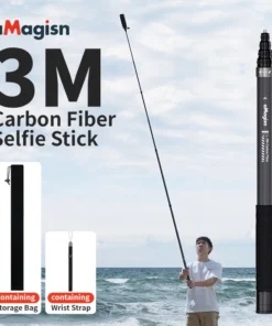 aMagisn 3m Invisible Selfie Stick , Carbon Fiber Extended Monopod 118" for Gopro Max DJI 360 Insta360 X3 X4 Air X5 Accessories