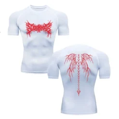 Alternative view of Men's Compression T-Shirt with Skeleton Design for Fitness and Running