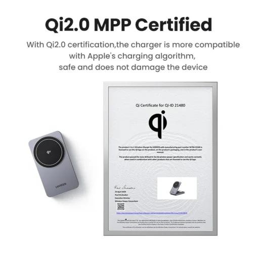 UGREEN 3-in-1 Magnetic Wireless Charger with 15W Max Fast Charging for iPhone 16 17 Pro Max - Image 3