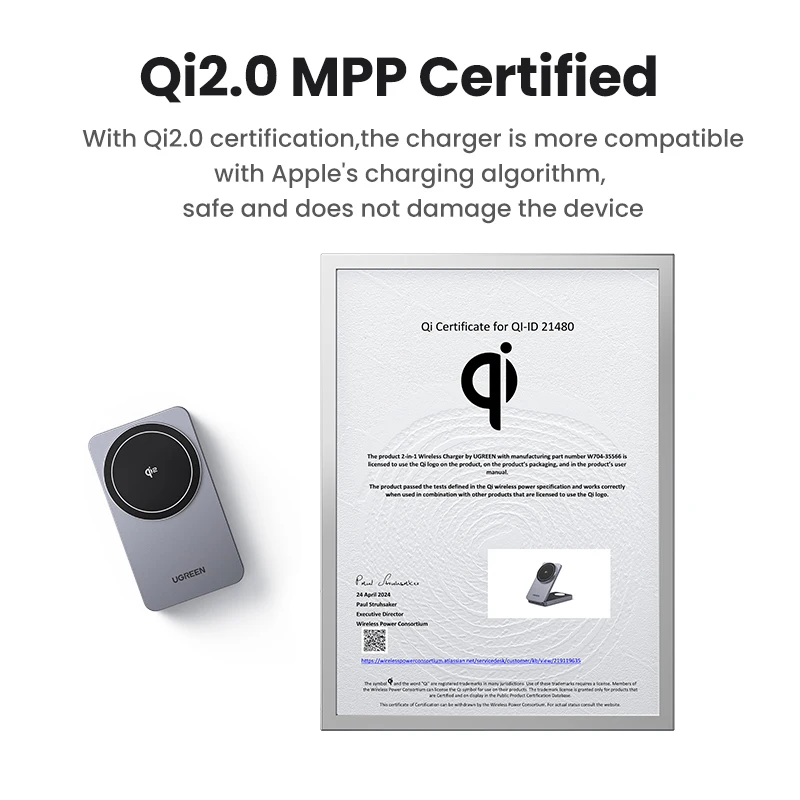 UGREEN 3-in-1 MFi 15W MAX Magnetic Wireless Charger Qi2 Charging Stand For iPhone 16 17 Pro Max For MagSafe Fast Charger - Image 3