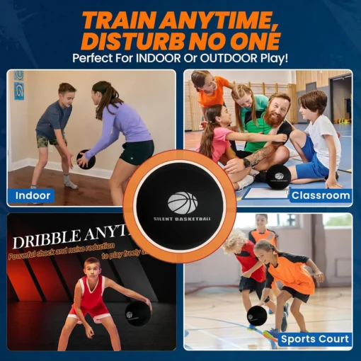 Black Silent Basketball with Fabric Cover for Noiseless Indoor Dribble Training for Adults and Children - Image 5