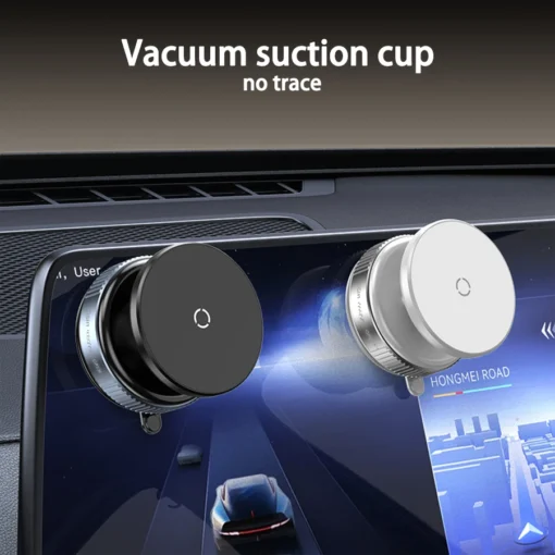 Car Phone Holder with Magnetic Vacuum Mount and 360° Rotation for Secure Viewing - Image 7