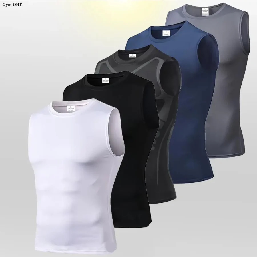 Men Quick Dry Running T-Shirts Compression Vest Sleeveless Quick-Drying Jersey Training Shirt Gym Mens Tank Top - Image 5