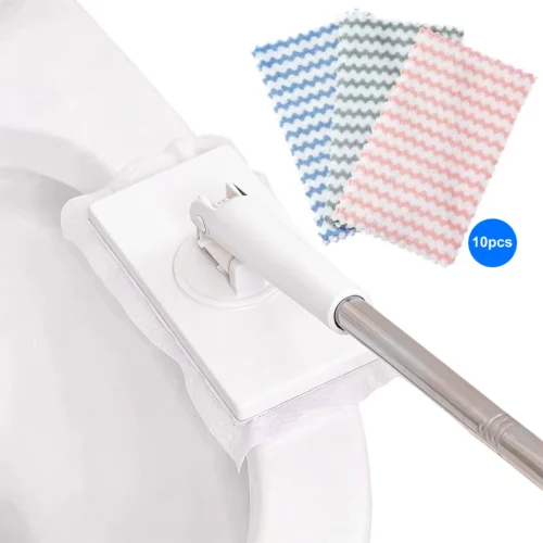 Disposable Dust Mop with 10 Cloths No Wash Lazy Mop Multi Surface Floor Mopping and Sweeping for House Wall Bathroom Corners