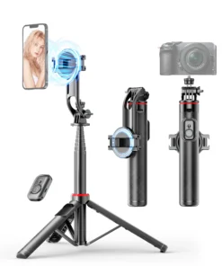 C20 Magnetic Selfie Stick Tripod for iPhone 12-16 Pro Max Travel Stand with Magsafe Phone Clamp for Android Smartphone