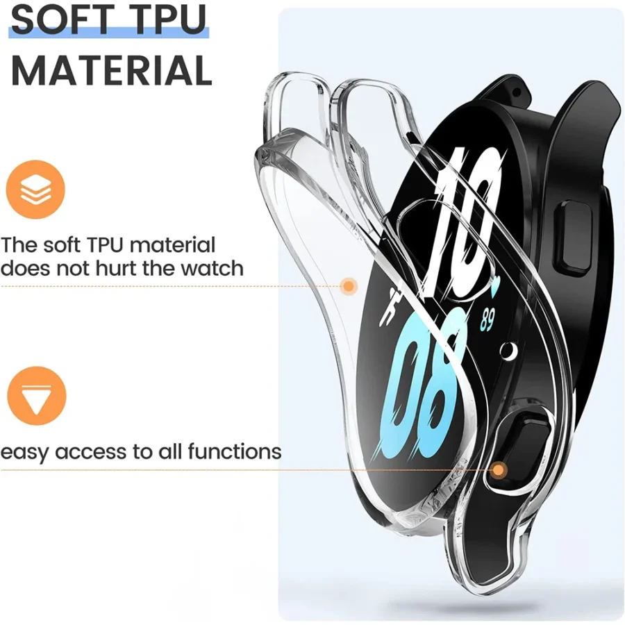 Watch Case for Samsung Galaxy Watch 4/5/6/7 40mm 44mm Screen Protector TPU All-Around Bumper Protective Cover ,Easy to install - Image 3