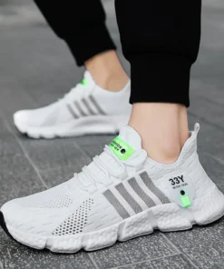 Alternative view of Breathable Mesh Men Shoes Trendy Lightweight Walking Flats Plus Size Male Tennis Sneakers Outdoor Running Fitness Shoes 2024