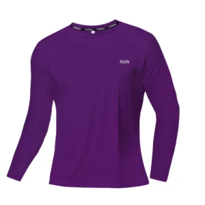 Summer Ice Silk Long Sleeve T-Shirt for Men - Quick Dry Breathable Outdoor Sun Protection and Running Wear - Purple, Asian size L