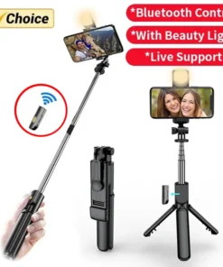 Selfie Stick Wireless Tripod Stand with Light Bluetooth Remote Extendable Tripod for iPhone Mobile Phone Tiktok Live Streaming