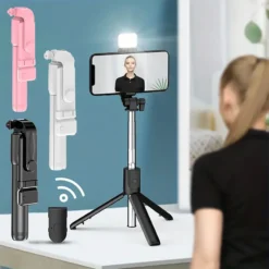 Portable Bluetooth Selfie Stick Tripod with Remote Shutter for Smartphone Photography