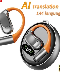 AI Translator Clip-on Headphones 144 Languages Real Time Two-Way Translation Earphones Stereo Sound Wireless Bluetooth Headsets