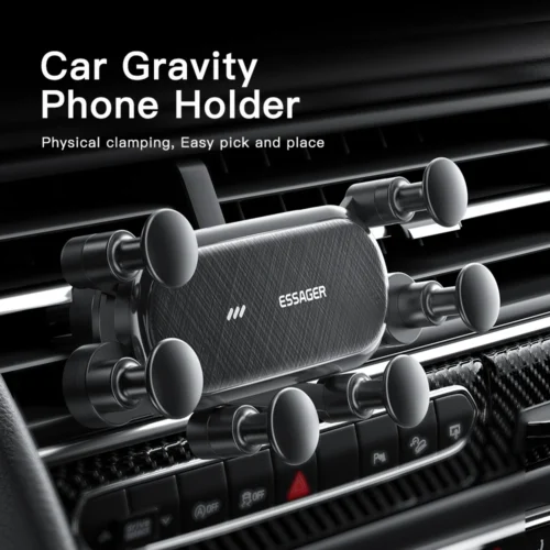 Alternative view of Essager Gravity Car Phone Holder Air Vent Clip Mount Mobile Cell Phone Stand In Car GPS Support For iPhone 14 13 12 Pro Xiaomi