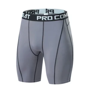 Men's Compression Workout Shorts with Elastic Waistband for Fitness Activities - Gray, M