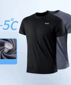 Alternative view of Men's Quick Dry Short Sleeve Gym Running Moisture Wicking Round Neck T-Shirt Training Exercise Gym Sport Shirt Tops Lightweight