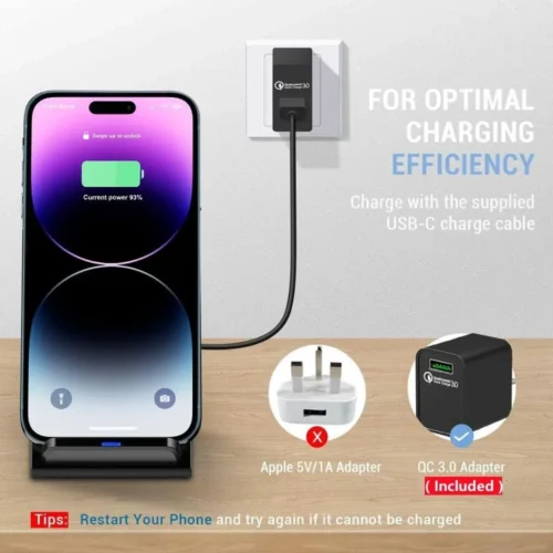 Alternative view of Wireless Charger Stand Pad For iPhone 16 15 14 13 12 Pro X XS Max XR 8 Samsung Xiaomi Induction Fast Charging Dock Station