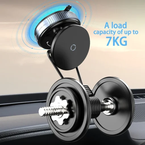 Car Phone Holder with Magnetic Vacuum Mount and 360° Rotation for Secure Viewing - Image 5