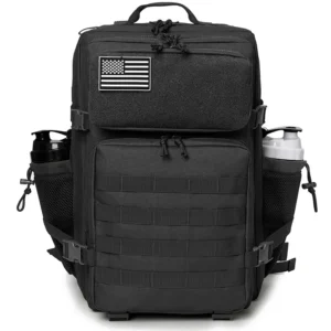 Tactical Backpack with MOLLE System and Bottle Holder for Outdoor Activities - 1.0 Black