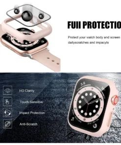 Alternative view of Tempered Glass+Cover For Apple watch Case 45mm 41mm 44mm 40mm 42mm Screen Protector Apple Watch Accessories serie 9 4 5 6 SE 7 8