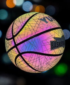 Basketball reflective luminous holographic moisture-absorbing PU basketball is suitable for night entertainment