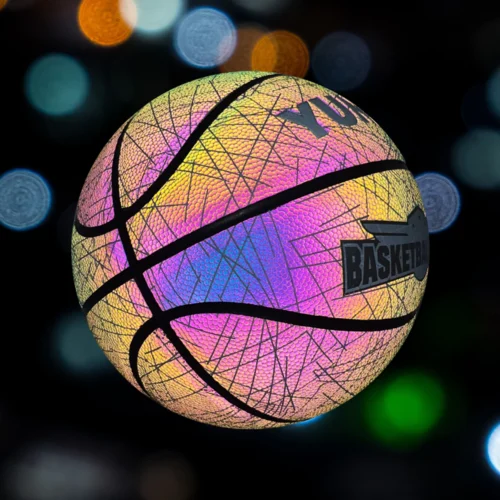 Basketball reflective luminous holographic moisture-absorbing PU basketball is suitable for night entertainment