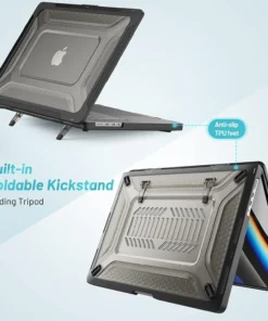 Alternative view of Heavy Duty TPU Bumper Hard Case Compatible With MacBook Air 13 inch Case 2025-2022 M4 M3 M2 Honeycomb Hard Case With Kickstand