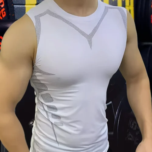 Alternative view of Mans Compression Tank Top Men Gym Shirt Sleeveless Quick Dry Sportswear Male Fitness Bodybuilding Vest Workout Muscle Top