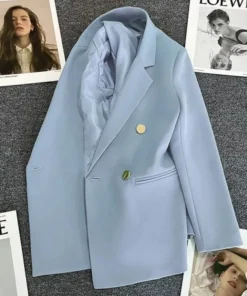 Alternative view of Women Suit Blazer Elegant Coat 2025 Spring Autumn Fashion Korean Blazer Luxury Double Breasted Jacket Solid Ladies Tops Clothes