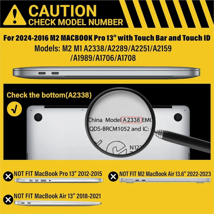 For MacBook Pro 13 inch Case 2022-2016 Release M1 A2338 A2289 A2251 A2159 A1989 A1706 A1708 Protective Hard Case Crystal Clear - Image 3