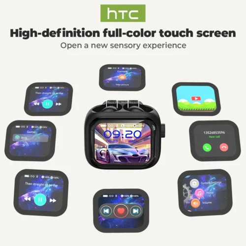 Alternative view of [HD On-screen subtitles] HTC Earphones Bluetooth V6 TWS Sports Wireless Headphones AI Translator Earbud Noise Reduction Mic