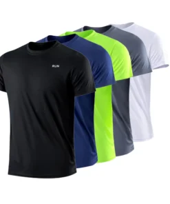 Men's Quick Dry Short Sleeve Gym Running Moisture Wicking Round Neck T-Shirt Training Exercise Gym Sport Shirt Tops Lightweight