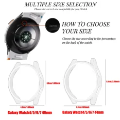 Alternative view of Matte Hard PC Case with Tempered Glass Protector for Samsung Galaxy Watch 7 6 5 4, 40mm 44mm Full Protective Cover