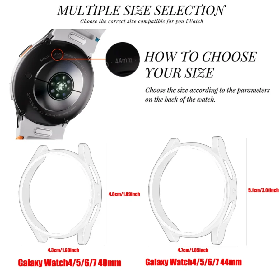 Matte Hard PC Case with Tempered Glass Screen Protector for Samsung Galaxy Watch 7 6 5 4 40mm 44mm Full Protective Cover Bumper - Image 2