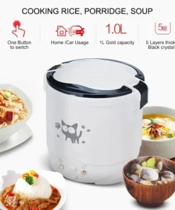 Alternative view of Electric Mini Rice Cooker Portable MultiCooker Household Rice Cookers 12V 24V 220V Pot Cooking Machine Pans For Car Truck Home