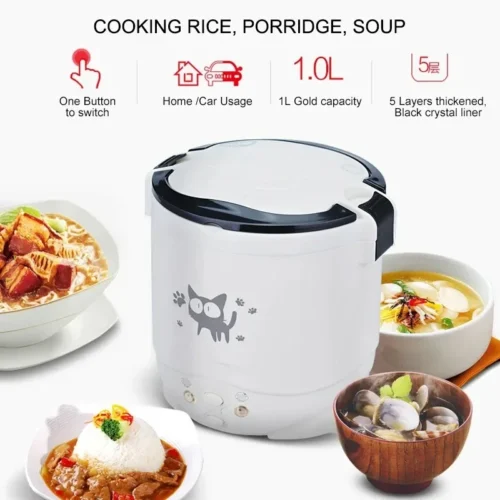 Alternative view of Electric Mini Rice Cooker Portable MultiCooker Household Rice Cookers 12V 24V 220V Pot Cooking Machine Pans For Car Truck Home