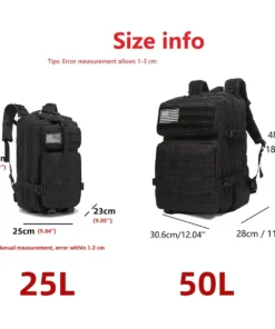 Alternative view of 25L/50L Tactical Backpack Molle Bag Outdoor Bags Backpack for Hiking Camping Trekking Hunting Fishing GYM Bags Backpacks