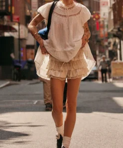 Alternative view of Womens Layered Frilly Ruffle Micro Lolita Bloomers Y2k Low Rise Satin Shorts Lace Fluffy Boxer Mini Boyshorts Panties