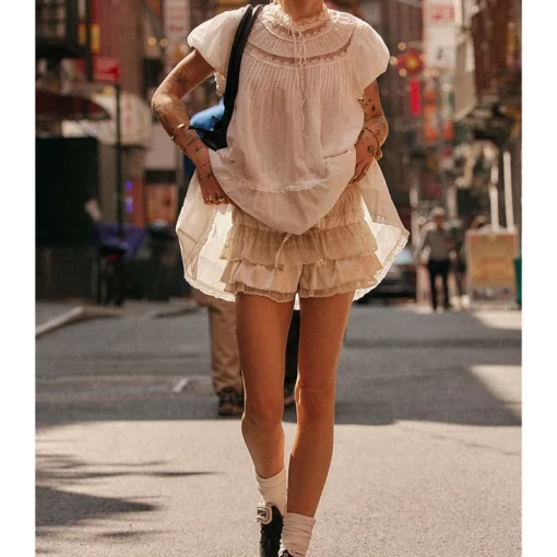 Womens Layered Frilly Ruffle Micro Lolita Bloomers Y2k Low Rise Satin Shorts Lace Fluffy Boxer Mini Boyshorts Panties - Image 2