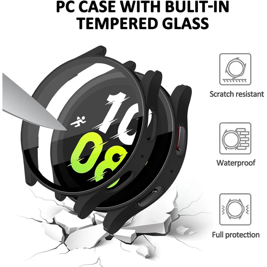 for Samsung Galaxy 4 5 6 7 44mm 40mm tempered glass+PC fully covered protective watch case, shock and scratch resistant - Image 3