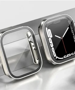 Alternative view of Glass+cover For Apple Watch case series 8 7 6 5 4 se 44mm 40mm 41mm 45mm Straight Edge Screen Protector apple watch accessories