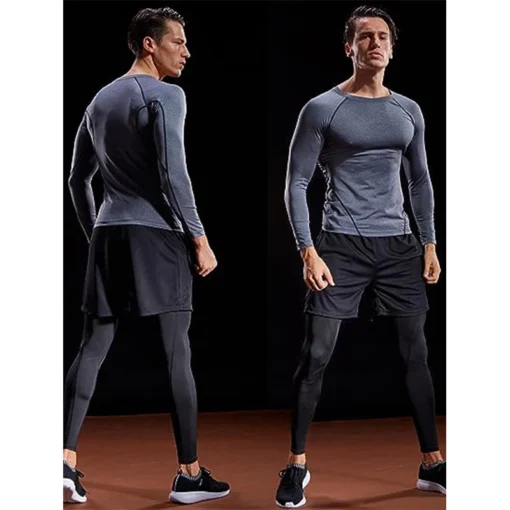 Compression Long Sleeve T-Shirt for Men with Moisture-Wicking and Muscle Support - Image 4
