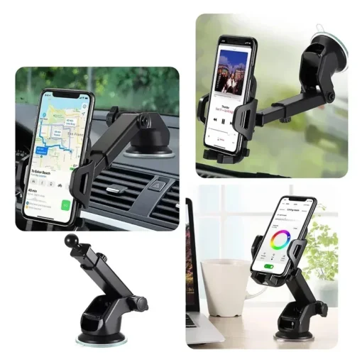 Car Phone Holder with 360° Rotation and Secure Mounting for Smartphones - Image 3