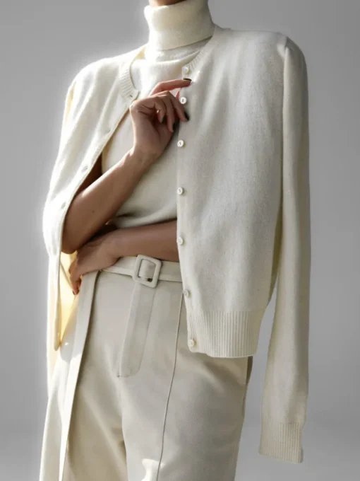 Women's Turtleneck Sleeveless Tank Top with Cardigan Sweater Set - Image 5