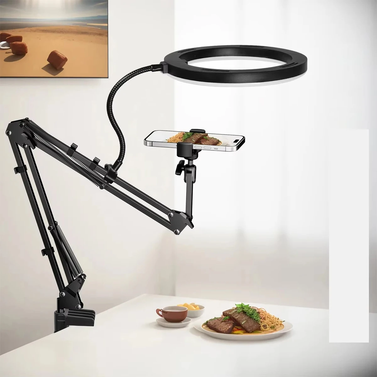 Mobile Phone Photography Overhead Lighting Kit with Adjustable Selfie Stick - Image 4