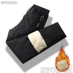 Winter Running Pants with Cashmere Fleece for Men in Waterproof Thermal Material