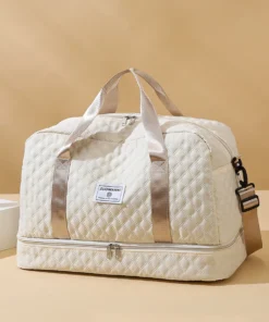 Lightweight Rhombic Lattice Travel Dufile Bag , Large Capacity Sports Fitness Storage Bag, Portable Weekender Overnight Bag