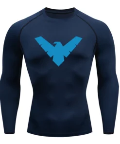 Alternative view of Summer Short Sleeve Compression Shirt Men Sports Top Running T Shirt Quick Dry Gym Workout Clothing Sun Protection Long Sleeve