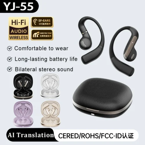 Smart AI Translation Headset True Wireless Sports Long-lasting Bluetooth Headset Stereo Sound Semi-in-ear Air Conduction Headset
